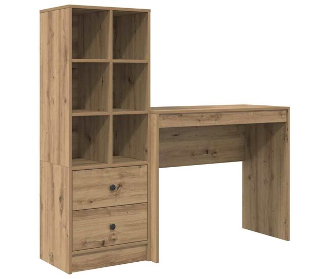 Escritorio - mesa de ordenador con almacenamiento con cajón 2 pcs roble artisan