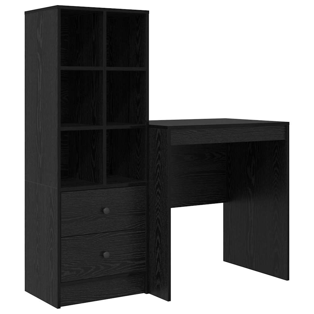 Escritorio - mesa de ordenador con almacenamiento 2 pcs roble negro 70 x 50 x 76 cm