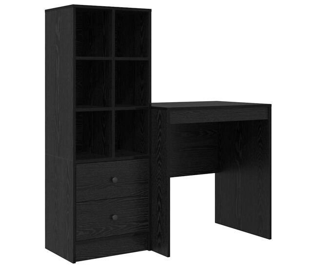 Escritorio - mesa de ordenador con almacenamiento 2 pcs roble negro 70 x 50 x 76 cm