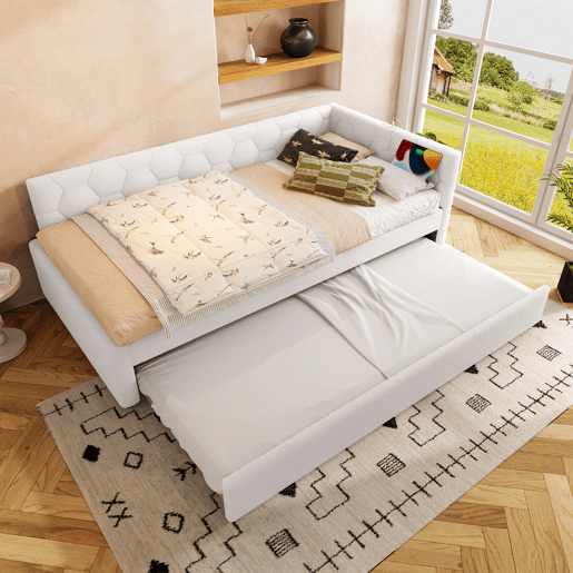 Cama tipo sofá-cama 90x200 - sofá-cama multifuncional, luz, USB, colchão não incluído - branco