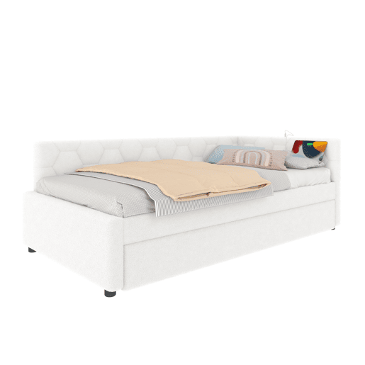Cama tipo sofá-cama 90x200 - sofá-cama multifuncional, luz, USB, colchão não incluído - branco
