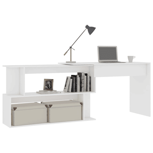 Secretária de canto - Mesa de computador 200x50x76 cm derivados de madeira branco