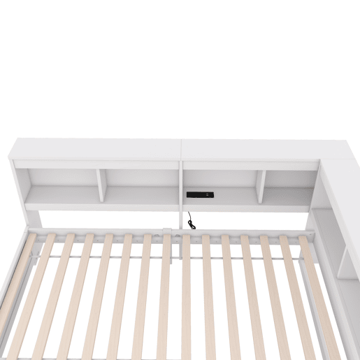 Cama de dia 90x200cm - Sofá-cama, com duas gavetas, tomada e 2 portas USB, com estrado (sem colchão) - Branco