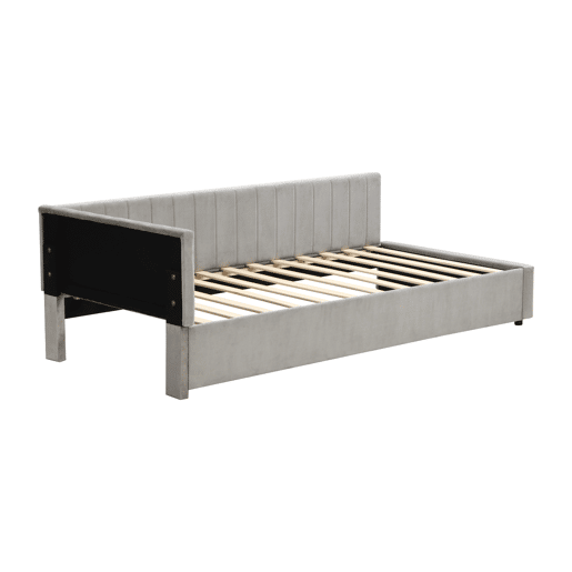 Sofá-cama 90x200 - Multifuncional com estrado, tecido de veludo suave para a pele - Cinza