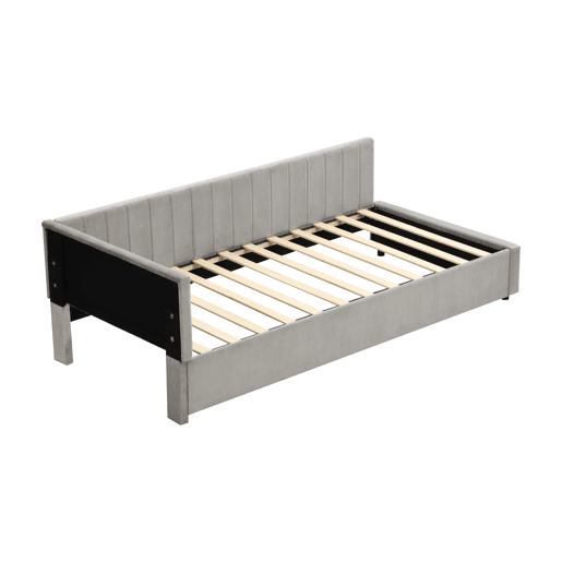 Sofá-cama 90x200 - Multifuncional com estrado, tecido de veludo suave para a pele - Cinza