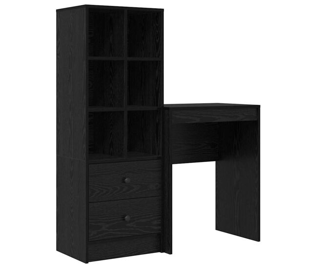 Escritorio - mesa de ordenador con almacenamiento con cajón 2 pcs roble negro