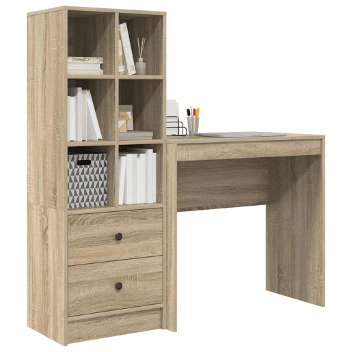 Secretária Escrivaninha de computador - com Armazenamento 2 pcs Carvalho Sonoma 80 x 40 x 76 cm