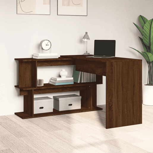Secretária de canto - Mesa de computador derivados de madeira carvalho castanho
