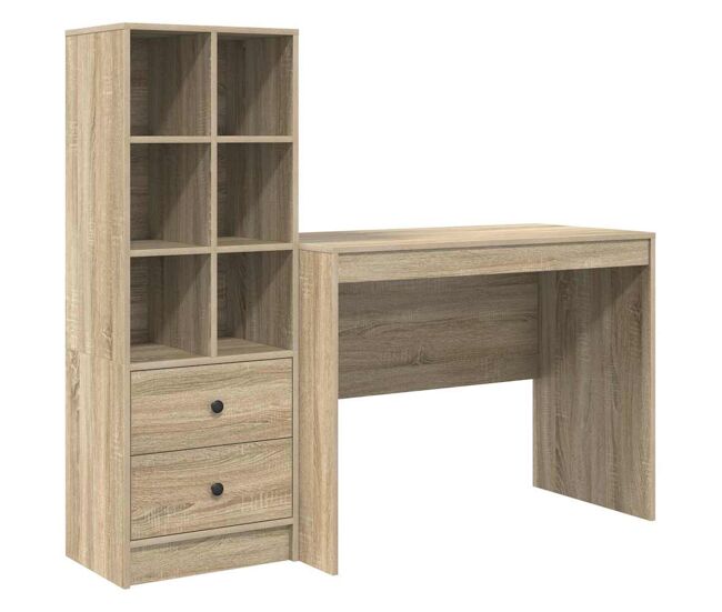 Escritorio - mesa de ordenador con almacenamiento con cajón 2 pcs roble sonoma