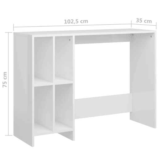 Secretária Escrivaninha de computador - 102,5x35x75 cm derivados de madeira branco brilhante