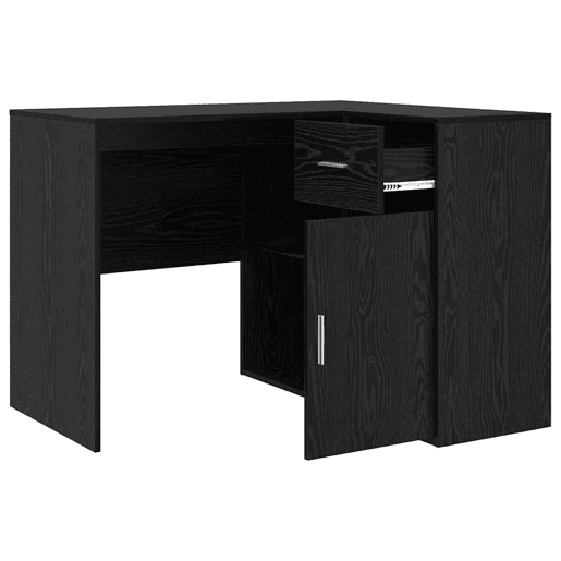 2pcs Secretária de canto - Mesa de computador Carvalho preto 102 x 50 x 75 cm