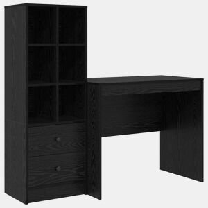 Secretária Escrivaninha de computador - com Armazenamento 2 pcs Carvalho preto 90 x 50 x 76 cm