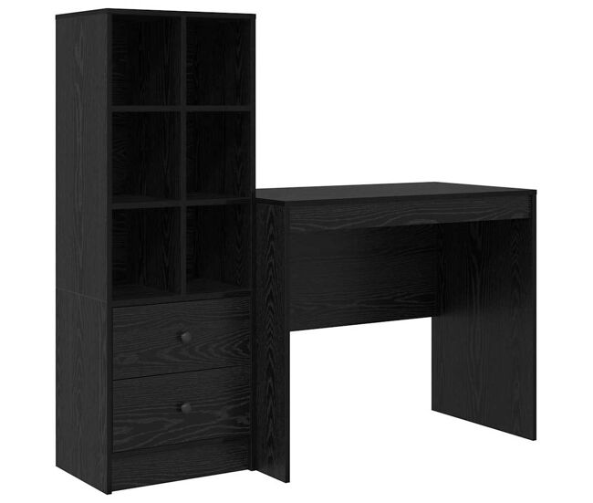 Escritorio - mesa de ordenador con almacenamiento 2 pcs roble negro 90 x 50 x 76 cm