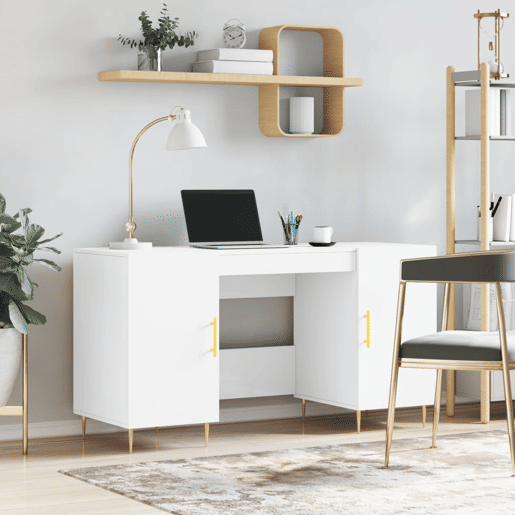 Secretária Escrivaninha de computador - 140x50x75 cm derivados de madeira branco