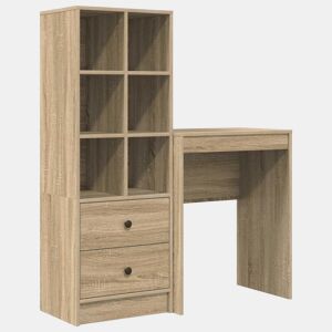 Secretária Escrivaninha de computador - com Armazenamento 2 pcs Carvalho Sonoma 45.5 x 34 x 127 cm