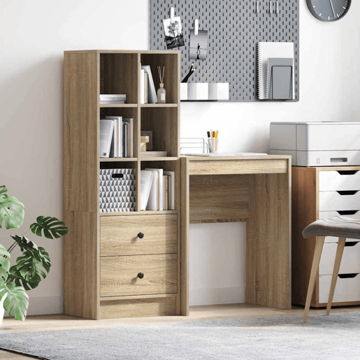 Secretária Escrivaninha de computador - com Armazenamento 2 pcs Carvalho Sonoma 45.5 x 34 x 127 cm