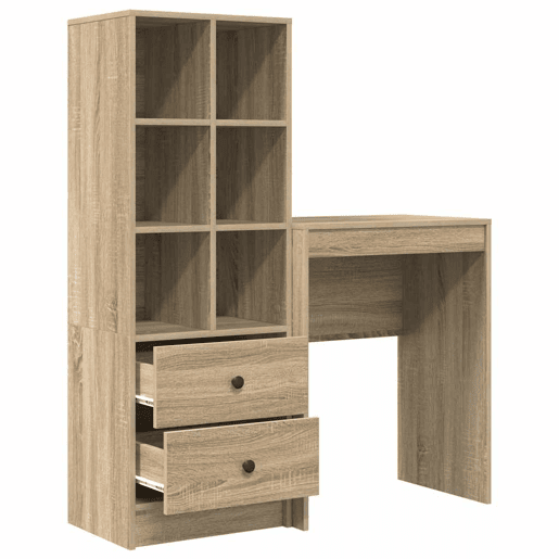 Secretária Escrivaninha de computador - com Armazenamento 2 pcs Carvalho Sonoma 45.5 x 34 x 127 cm