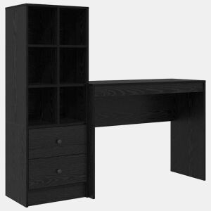 Secretária Escrivaninha de computador - com Armazenamento 2 pcs Carvalho preto 100 x 40 x 76 cm