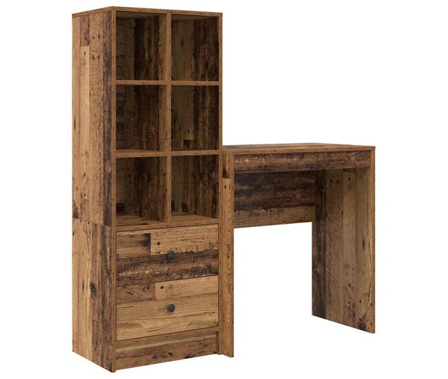 Escritorio - mesa de ordenador con almacenamiento con cajón 2 pcs madera vieja