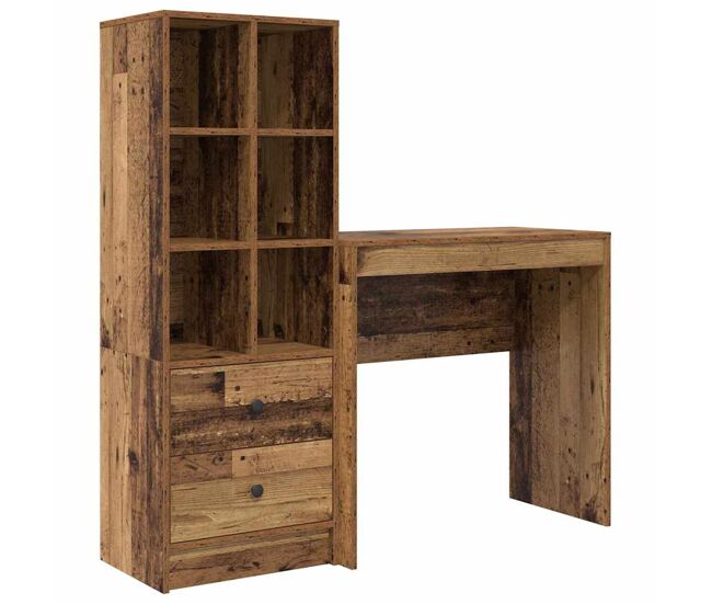 Escritorio - mesa de ordenador con almacenamiento con cajón 2 pcs madera vieja