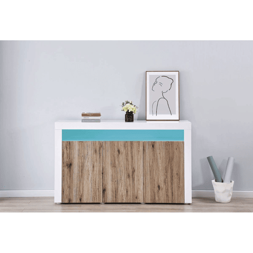 Buffet LED Bogotá - 155 x 40 x 92 cm - Carvalho  Lacado branco