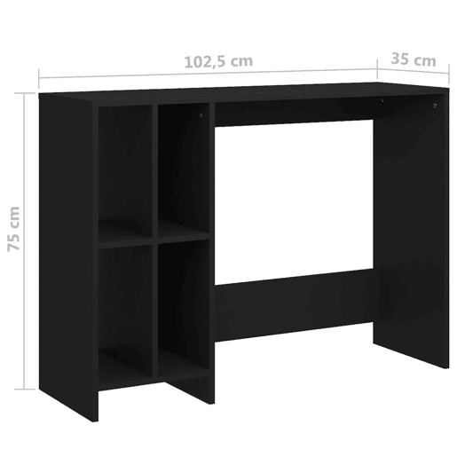 Secretária Escrivaninha de computador - 102,5x35x75 cm derivados de madeira preto