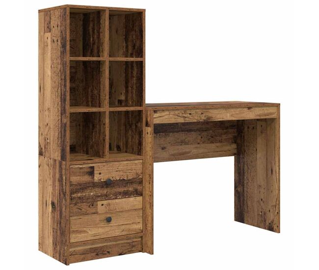 Escritorio - mesa de ordenador con almacenamiento con cajón 2 pcs madera vieja