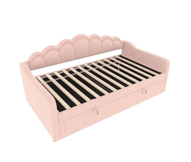Sofá cama 90x200cm - cama hidráulica con almacenamiento, led cambiable - rosa