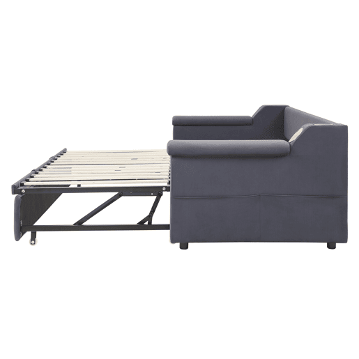 Sofá-cama 90180x190 cm - Braços mais largos e grossos, Com sistema Bluetooth Smart e porta USB, Com compartimentos, Com estrado, Tecido de veludo - Cinza