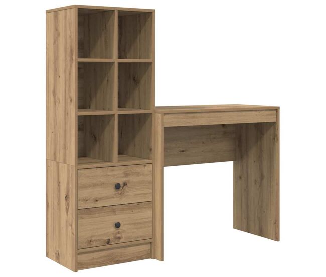 Escritorio - mesa de ordenador con almacenamiento con cajón 2 pcs roble artisan