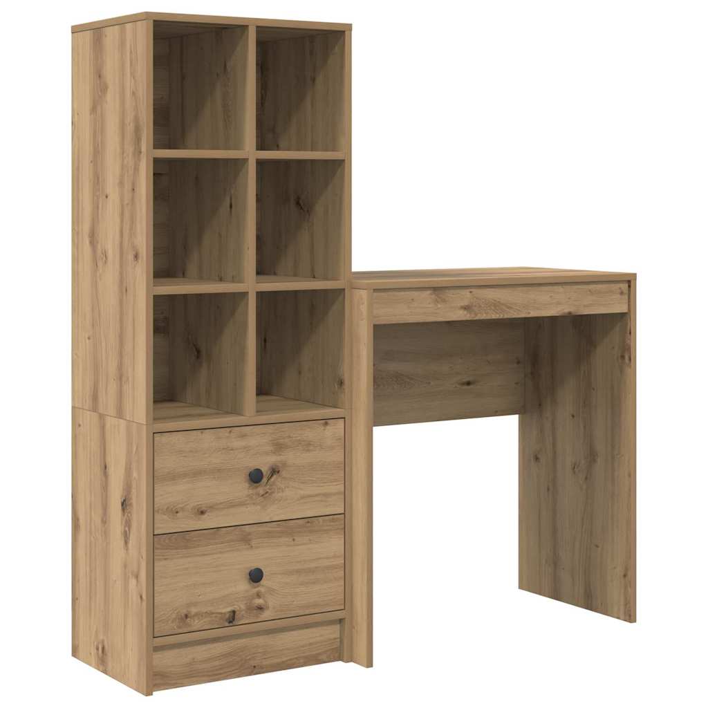 Escritorio - mesa de ordenador con almacenamiento con cajón 2 pcs roble artisan