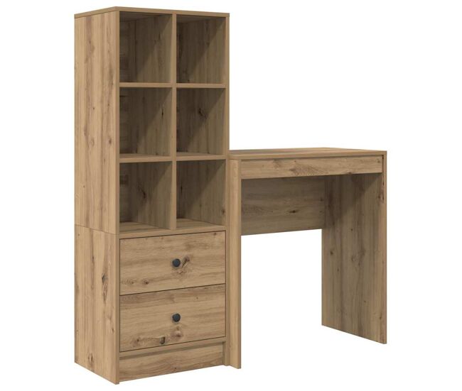 Escritorio - mesa de ordenador con almacenamiento con cajón 2 pcs roble artisan