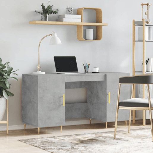 Secretária Escrivaninha de computador - 140x50x75 cm derivados de madeira cinza cimento