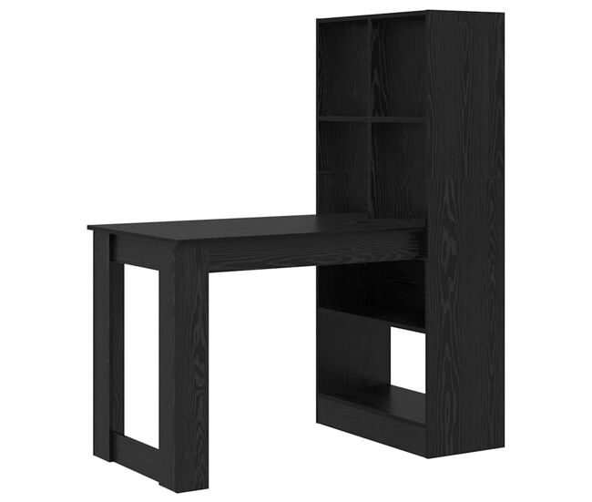 Escritorio - mesa de ordenador roble negro 122 x 67 x 145 cm madera contrachapada