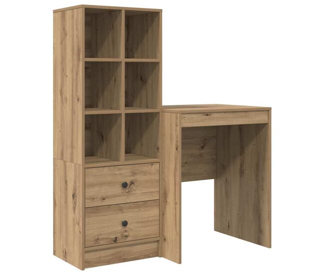 Escritorio - mesa de ordenador con almacenamiento con cajón 2 pcs roble artisan