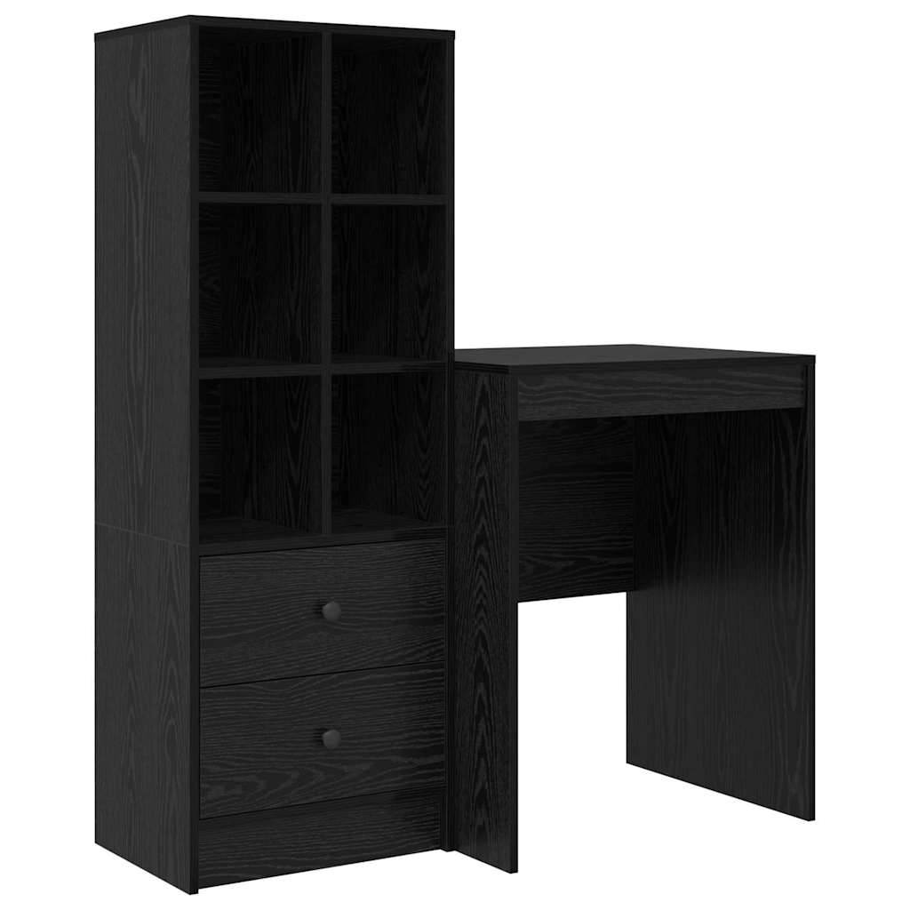 Escritorio - mesa de ordenador con almacenamiento 2 pcs roble negro 60 x 50 x 76 cm