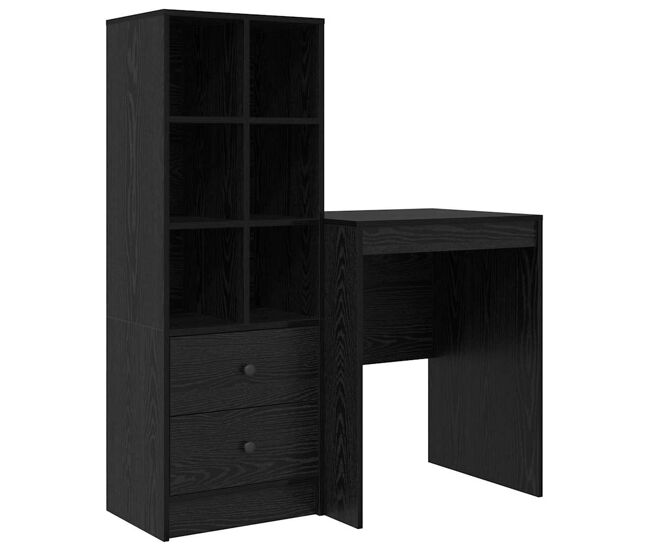 Escritorio - mesa de ordenador con almacenamiento 2 pcs roble negro 60 x 50 x 76 cm