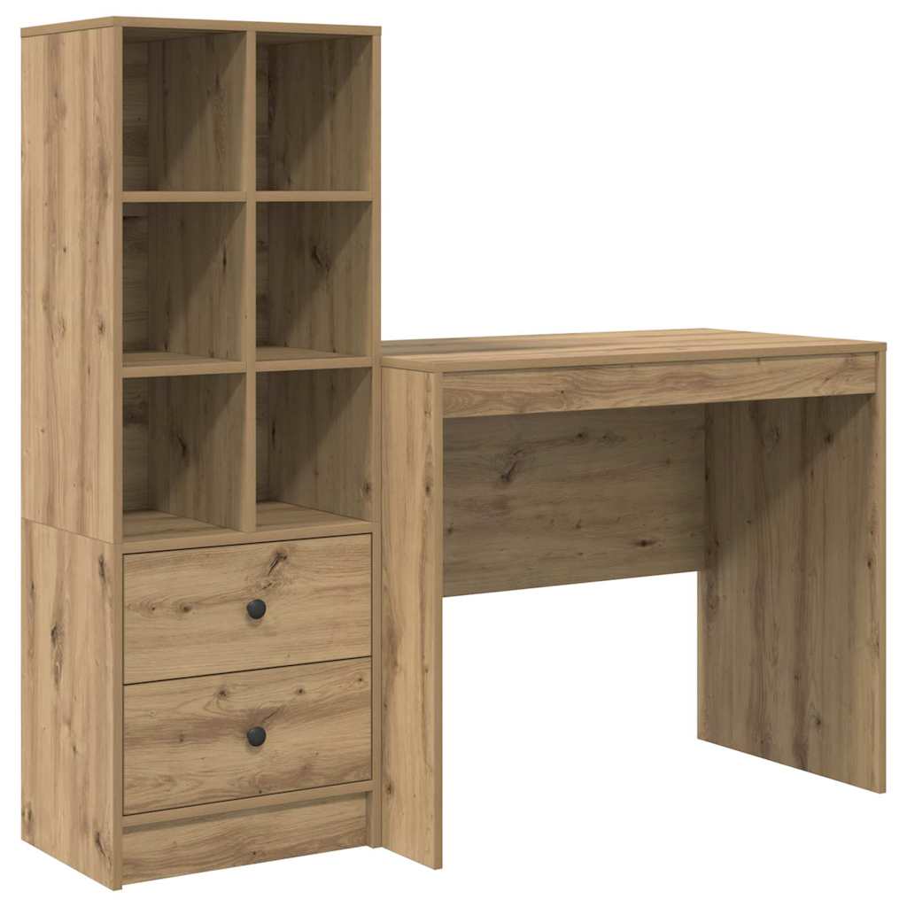 Escritorio - mesa de ordenador con almacenamiento con cajón 2 pcs roble artisan