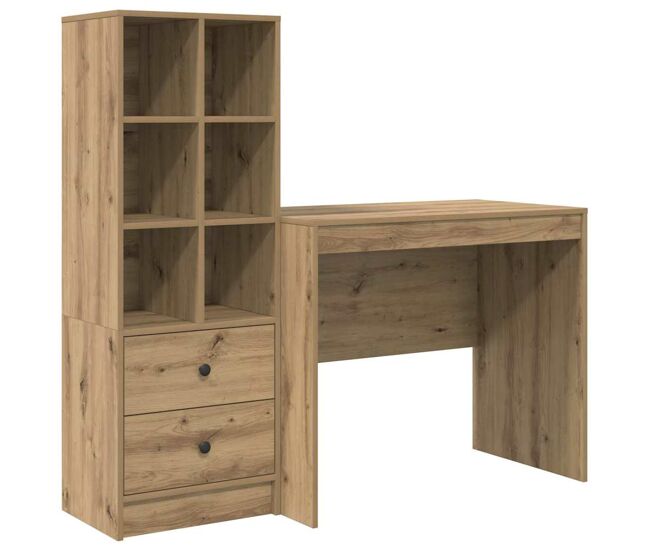 Escritorio - mesa de ordenador con almacenamiento con cajón 2 pcs roble artisan