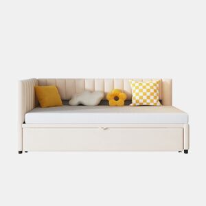 Sofá-cama multifuncional 90180*200 cm - Cama extensível, design compacto, para crianças e hóspedes - Bege