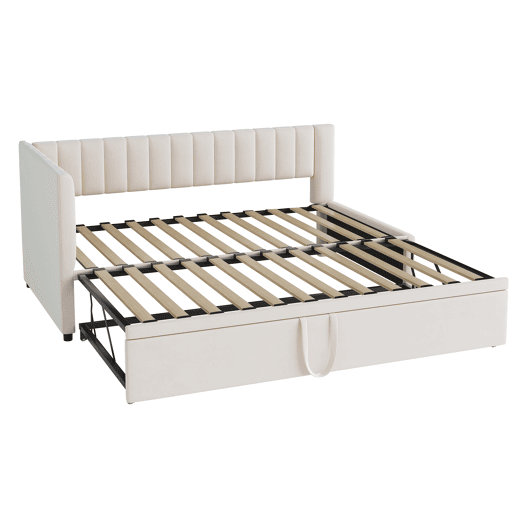 Sofá-cama multifuncional 90180*200 cm - Cama extensível, design compacto, para crianças e hóspedes - Bege