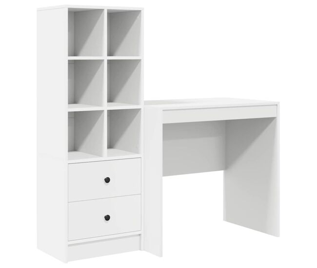 Escritorio - mesa de ordenador con almacenamiento 2 pcs blanco 80 x 50 x 76 cm