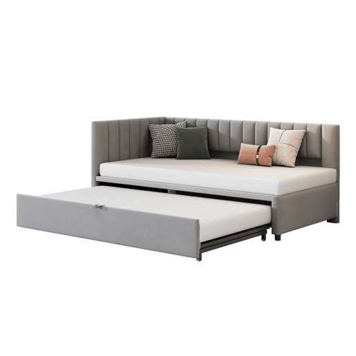 Sofá-cama multifuncional 90180*200 cm - Design compacto, cama extraível, estofado em veludo - Cinza