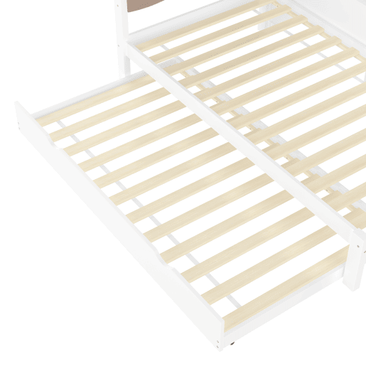 Cama tipo sofá-cama 90x200cm - Sofá-cama, cama extraível, LED regulável, prateleira, USB - Branco