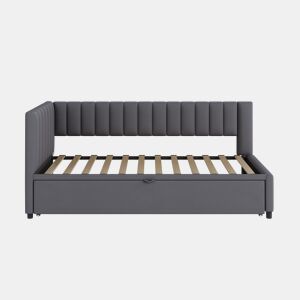 Sofá-cama multifuncional 90180*200 cm - Com cama extraível, design compacto, estofado em veludo - Cinza