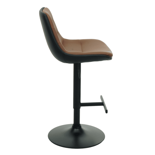 Conjunto de 2 banquetas de bar giratórias com altura ajustável e encosto em PVC marrom 04_0007464