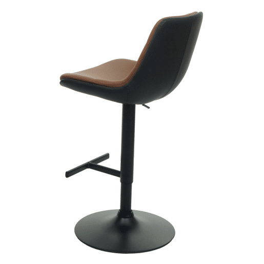 Conjunto de 2 banquetas de bar giratórias com altura ajustável e encosto em PVC marrom 04_0007464