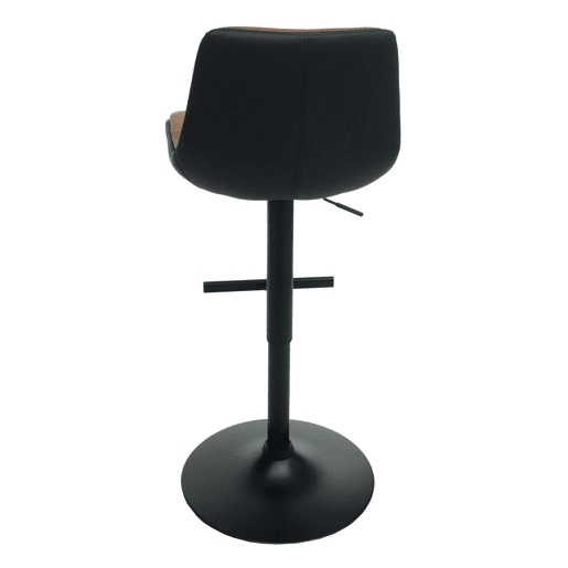 Conjunto de 2 banquetas de bar giratórias com altura ajustável e encosto em PVC marrom 04_0007464