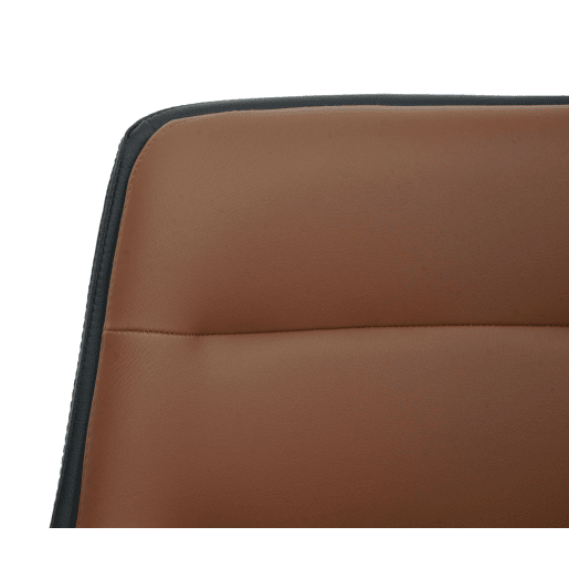 Conjunto de 2 banquetas de bar giratórias com altura ajustável e encosto em PVC marrom 04_0007464