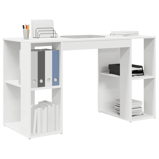Secretária Escrivaninha de computador - com Armazenamento com prateleira Branco 130 x 50,5 x 75 cm